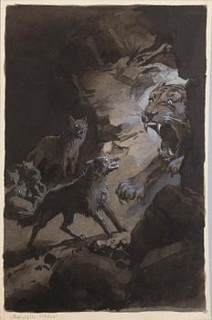 DAVID LJUNGDAHL, eight original ink illustrations from the 1915 edition of 'The Jungle Book' in Swedish.