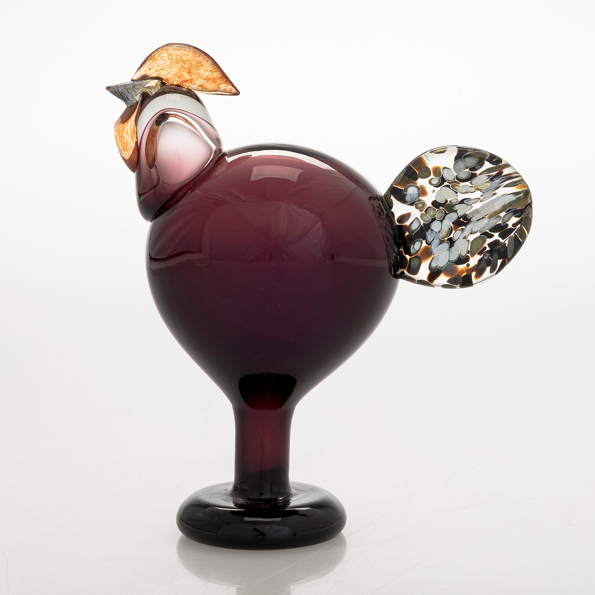 Oiva Toikka, lasilintu, signeerattu O. Toikka Nuutajärvi 1998.