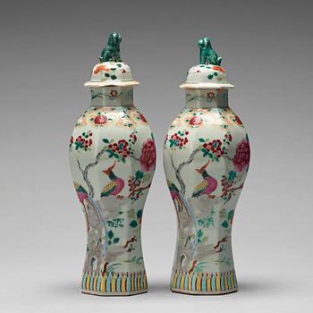 269. A pair of famille rose vases with cover, Samson, late 19th Century.