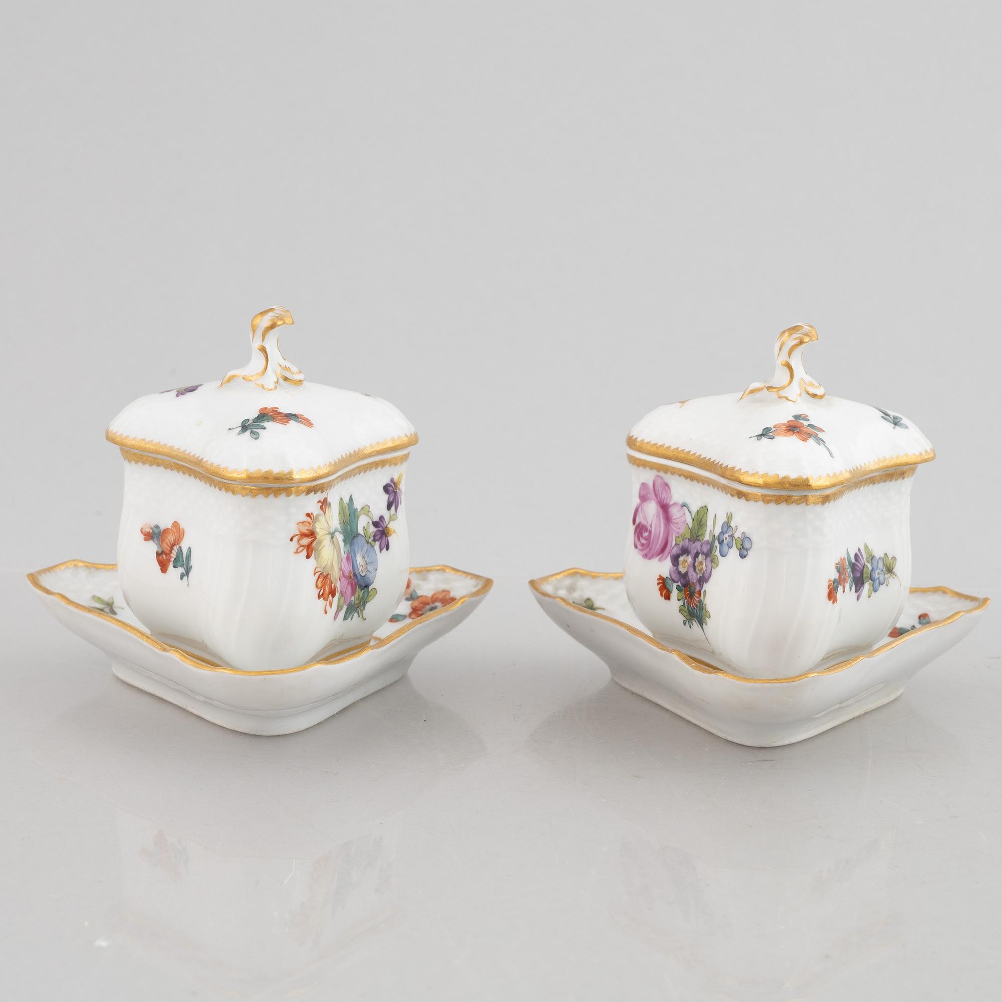 A set of six porcelain custard cups with saucers, Royal Copenhagen, Denmark 1870-1890.