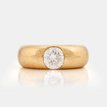 A oval brilliant cut diamond ring by Cartier.