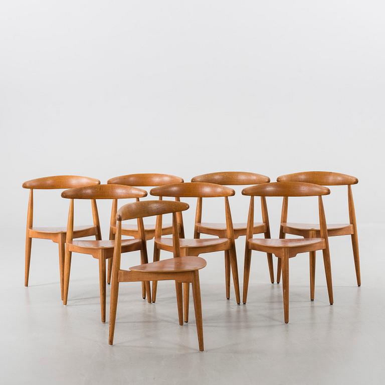 STOLAR, 8 st, FH 4103, Hans J Wegner, "Hjertestolen". Danmark.
