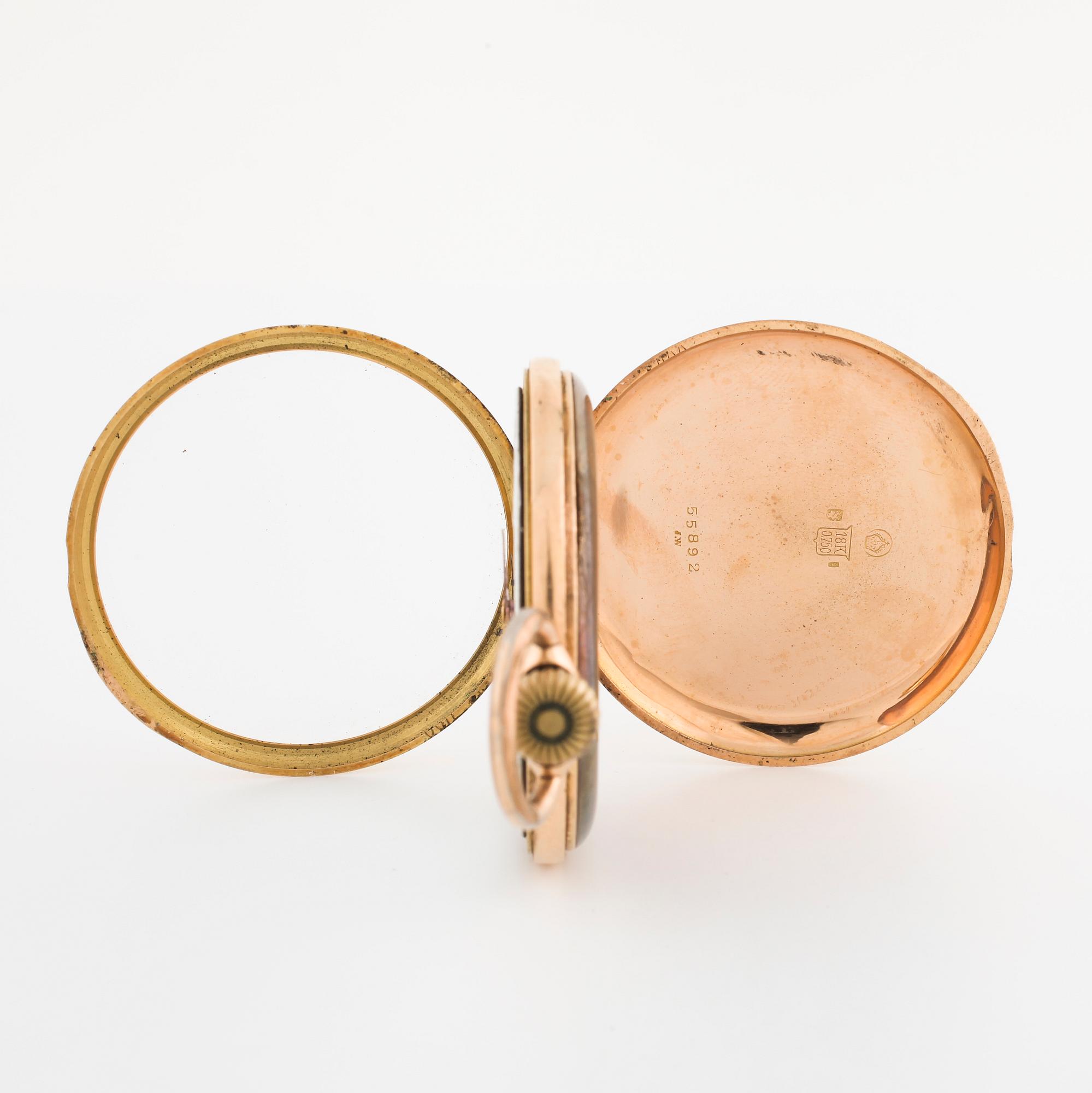 POCKET WATCH, case marked "JW", 50 mm.