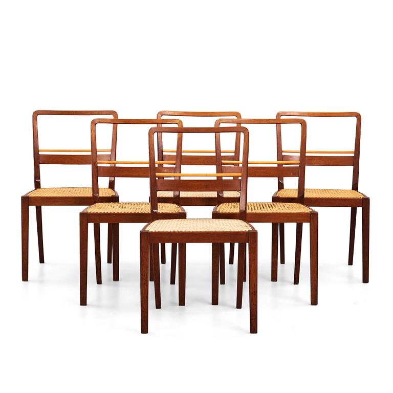 Erik Chambert, a set of six dining chairs, A-B Chamberts Möbelfabrik, Norrköping, Sweden ca 1937.