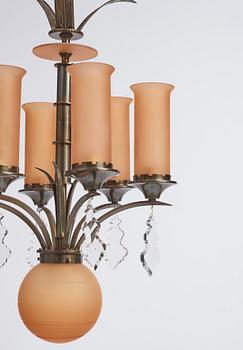 Harald Notini, a pair of chandeliers model "10027", Arvid Böhlmarks Lampfabrik, Stockholm 1930s.