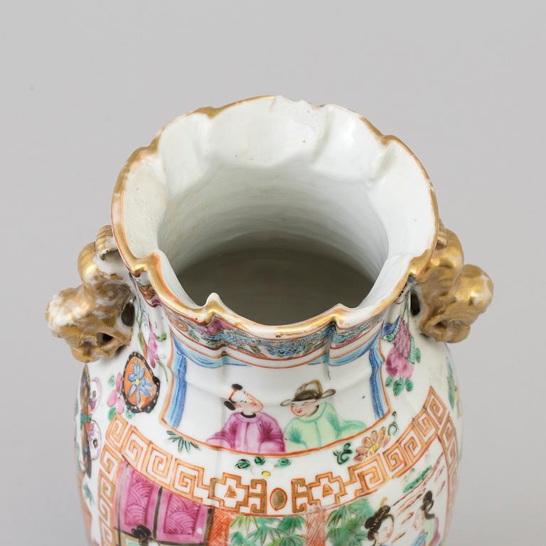A famille rose porcelain vase, Canton, Qing dynasty, 19th century.