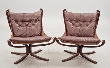 FÅTÖLJER, ett par, "Falcon chair", Sigurd Russel, Vatne möbler, Norge, 1970-tal.