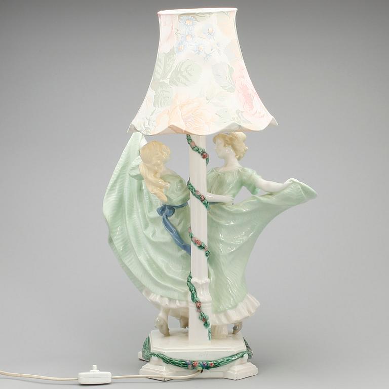 BORDSLAMPA, porslin, Rudolph Podany, Keramos-Wiener Keramik, Wien troligen 1920-tal.