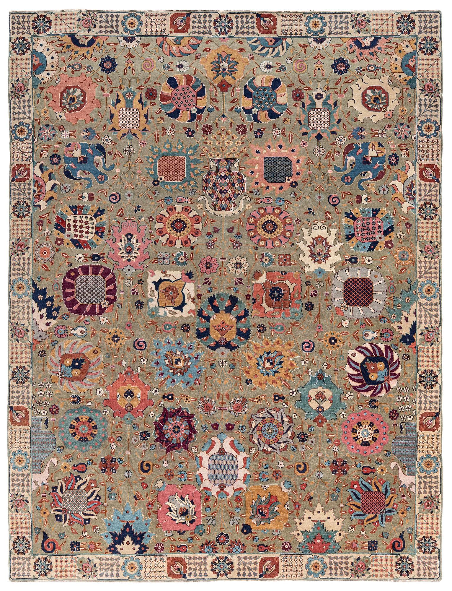 Matta, antik "PETAG" Täbris, Norvästra Iran, signerad, ca 386 x 295 cm.