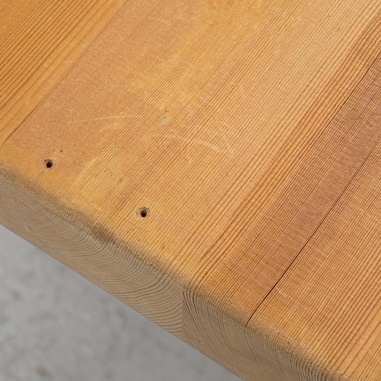 A dining table, trestle table, pine, Krogenes Möbler, Norway, mid-20th century.