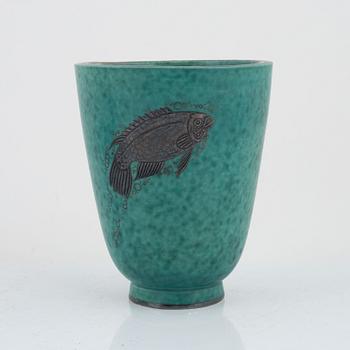 Wilhelm Kåge, vaser, 2 st samt skål, "Argenta", Gustavsberg, 1933, 1935 samt efter 1959.