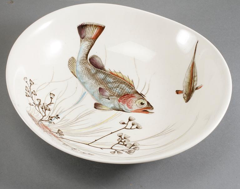 FISKSERVIS, 11 delar, flintgods, "Fish", Johnson Bros, England, 1900-talets andra hälft.