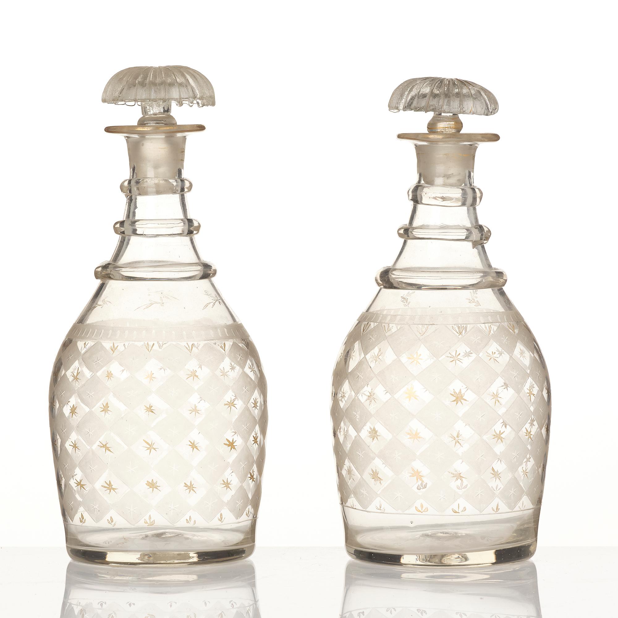 Decanters, a pair, possibly Kosta, circa 1900.