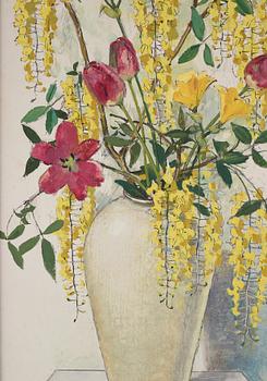 Olle Hjortzberg, Still life with Laburnum tree flowers.