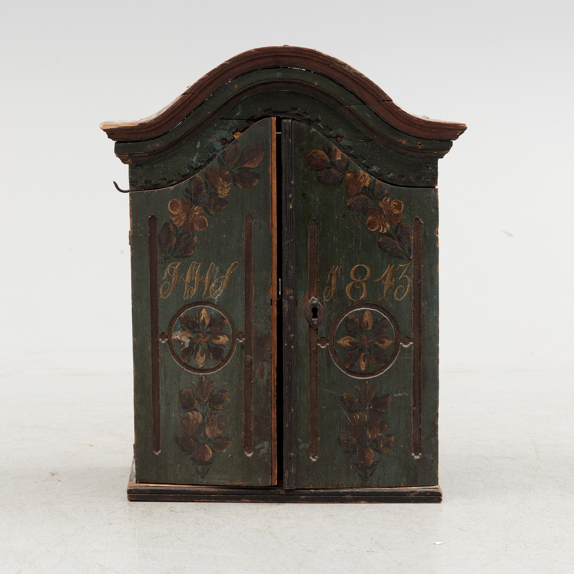 HÄNGSKÅP, allmoge, Skåne, märkt HHS 1843.