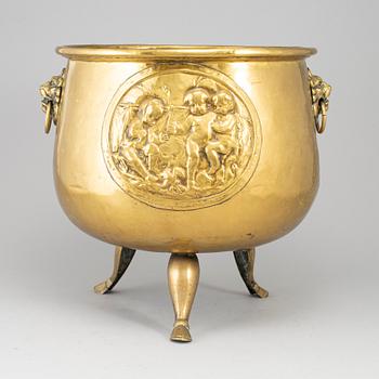 A 19th century brass flower pot.