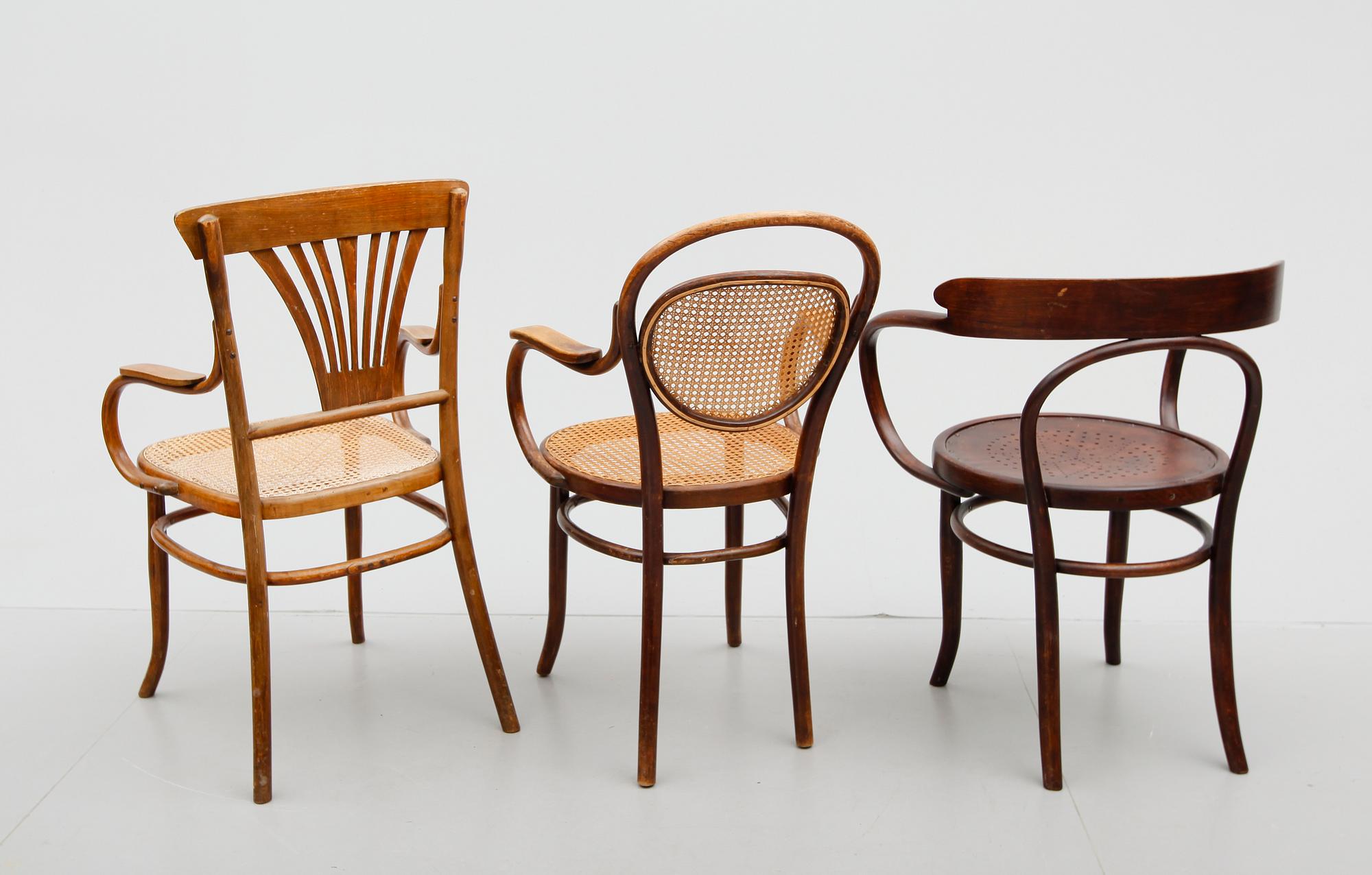 KARMSTOLAR, 3 st, bla Thonet, 1900-talets första hälft.
