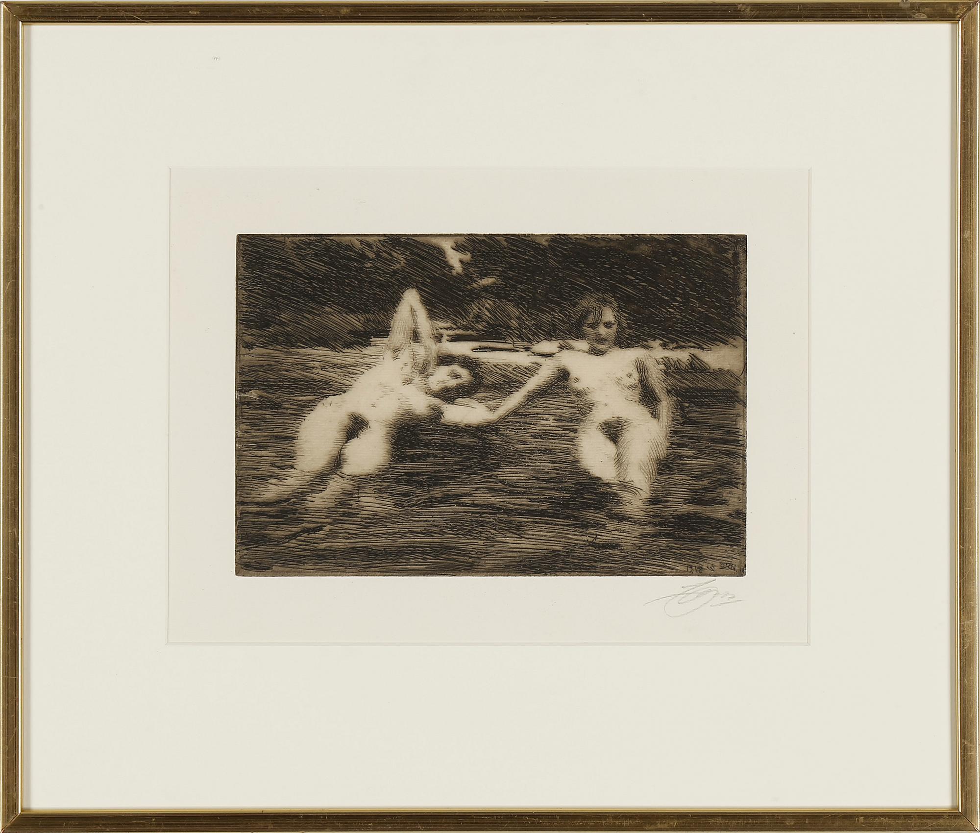 ANDERS ZORN, etsning, "Najader", signerad i blyerts, signerad och daterad 1918 i trycket.