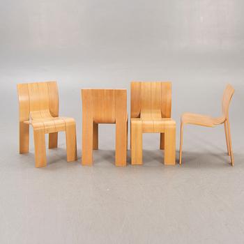 A set of four 1970s Gijs Bakker, oak chairs for Castelijn Netherlands,