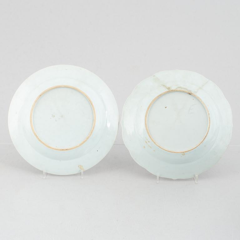 Tallrikar, 6 st, kompaniporslin, Kina, Qianlong (1736-95).