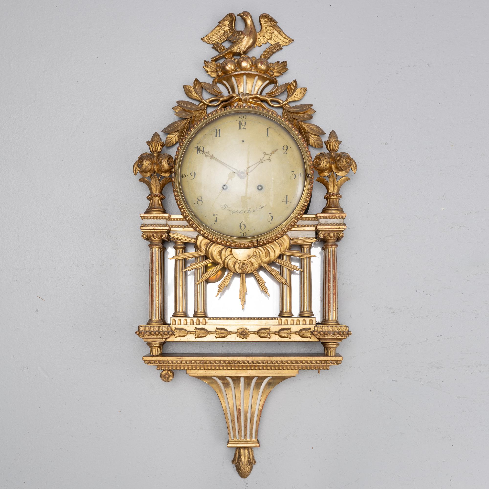 A late Gustavian wall clock, Joachim Hovenschöld, Stockholm (active 1767-1800).