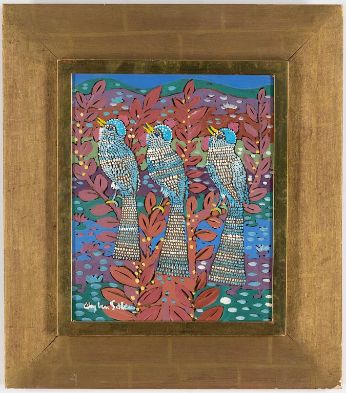 ALY BEN SALEM, mixed media on glass, signed.