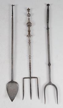 BRASVERKTYG, 3 st, smide, 1800-tal.