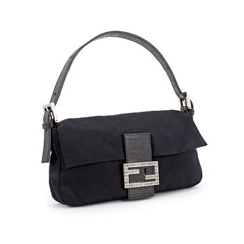 572. FENDI, a black silk evening bag, "Baguette".