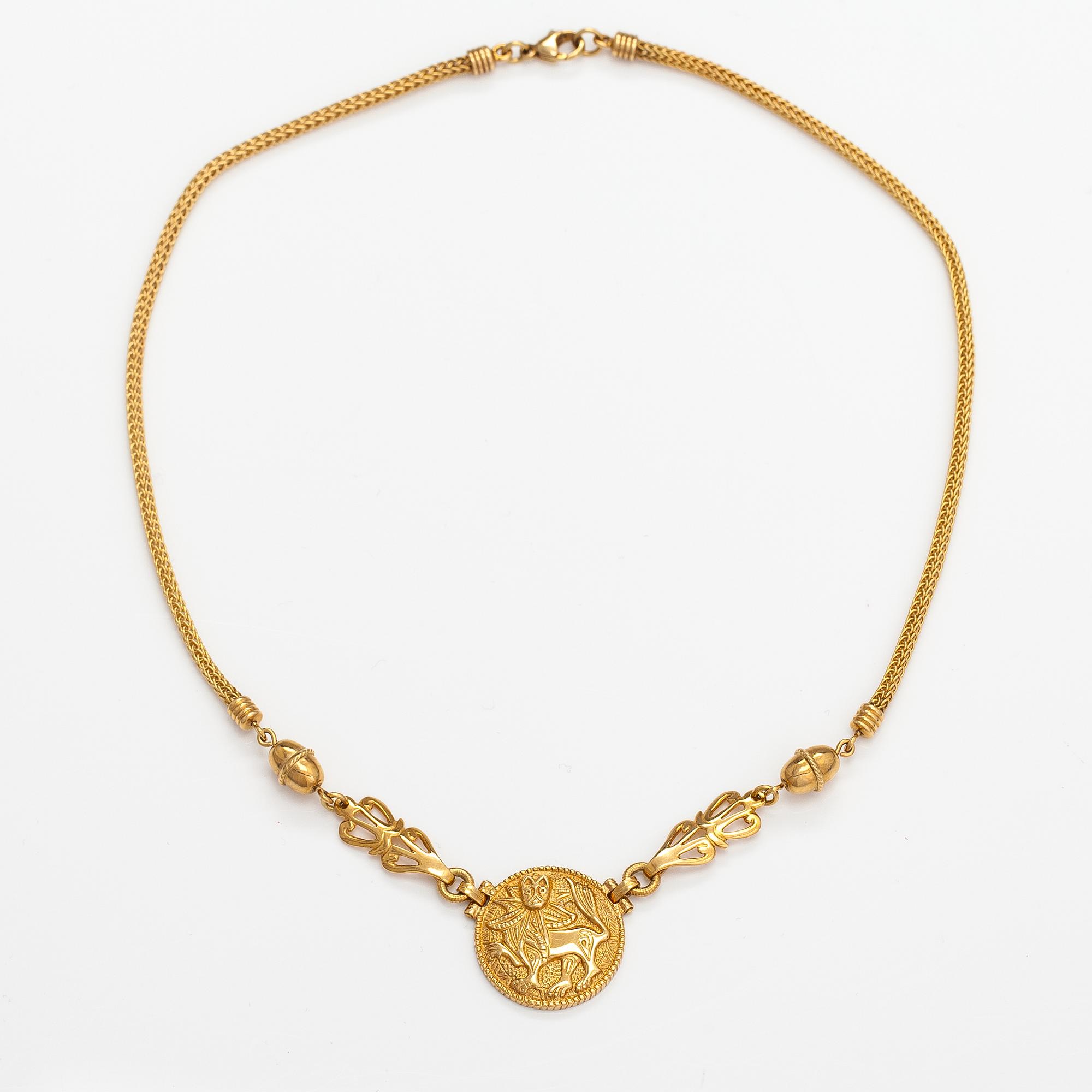 Kaulakoru "Aurinkoleijona", 18K kultaa. Kalevala koru, Helsinki 1998.