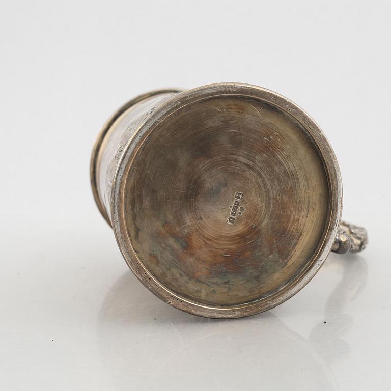 A silver tankard, possibly USA or Canada, with Swedish import marks.