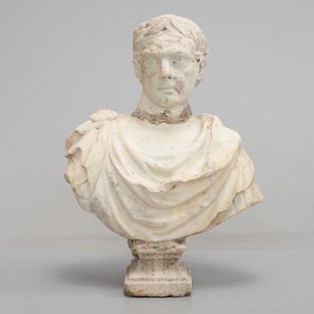 A 19th century marble bust of a roman man.