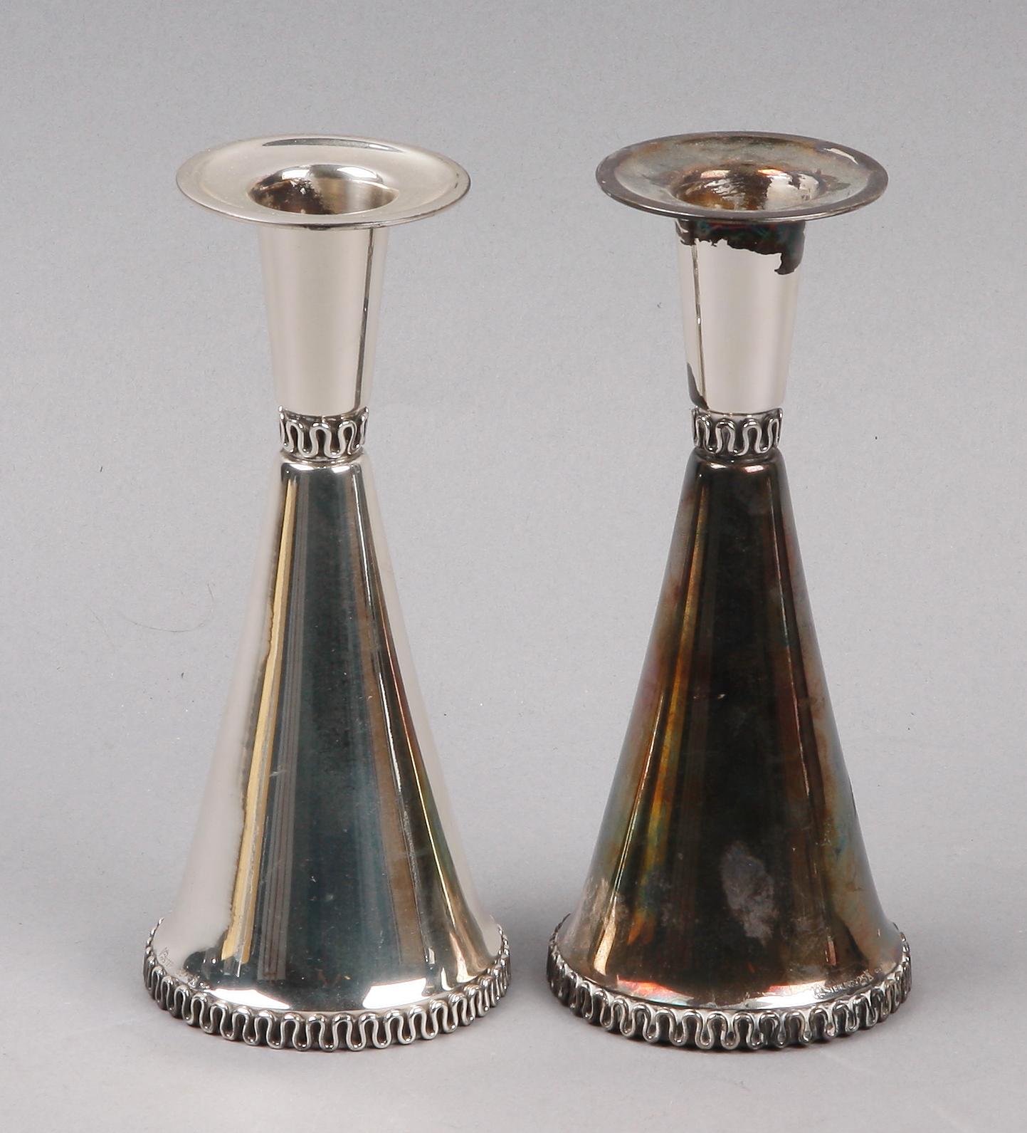 LJUSSTAKAR, ett par, sterling silver, Tyskland, svenska importstämplar. 1900-talets andra hälft.
