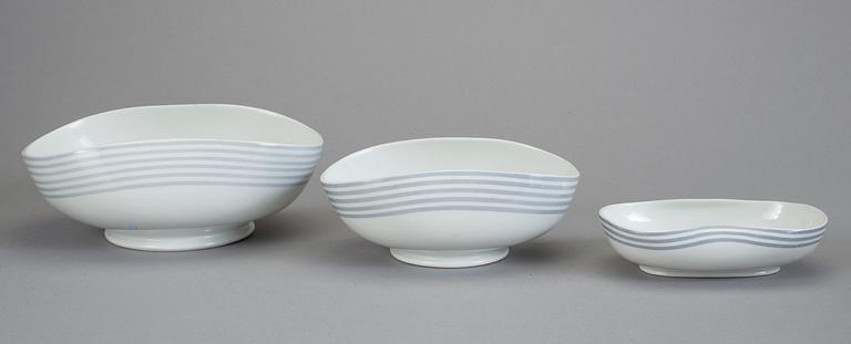 MATSERVIS, 55 delar. "Grå ränder", Wilhelm Kåge, Gustavsberg 1945-1969.