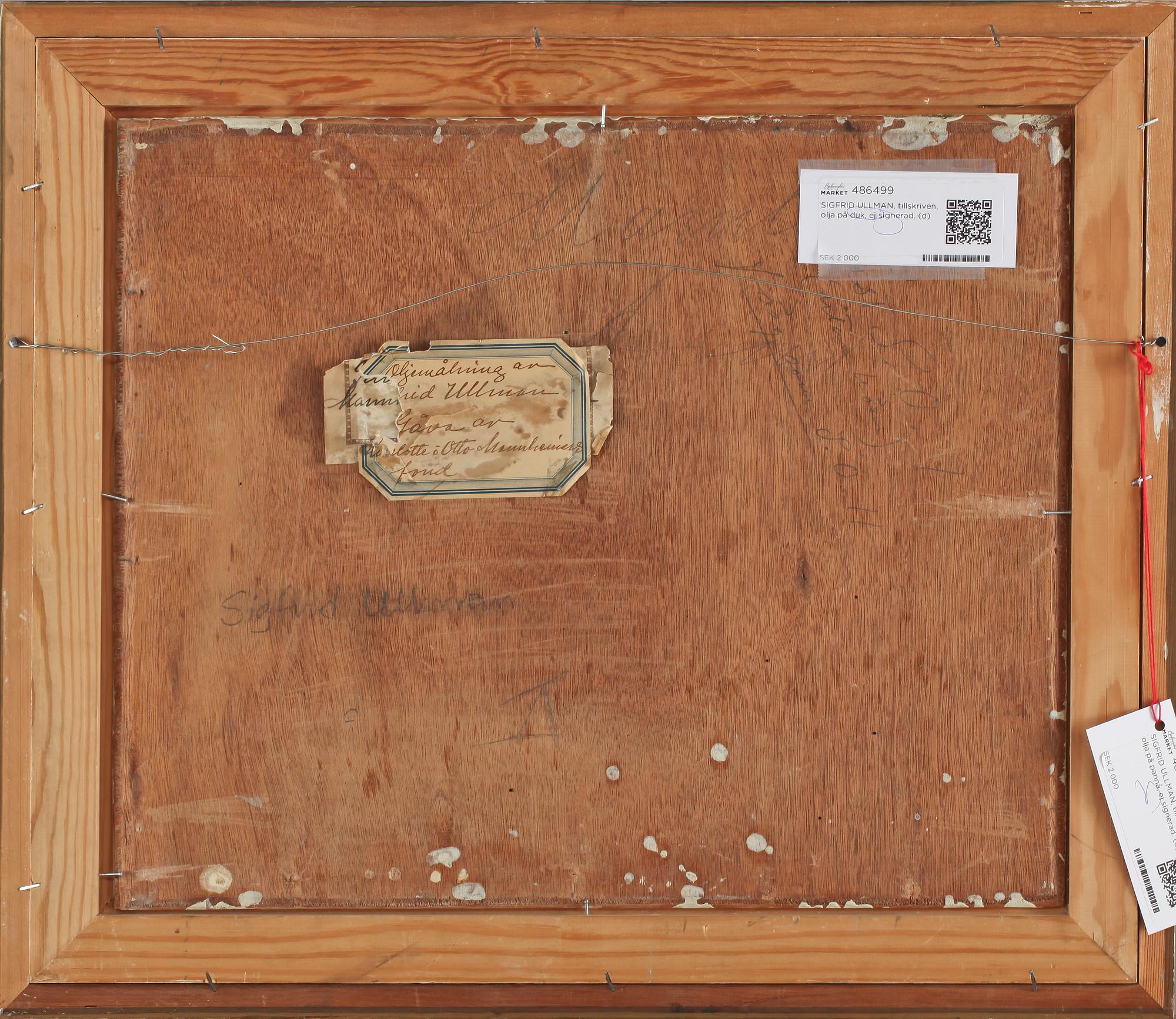 SIGFRID ULLMAN, tillskriven, olja på pannå, ej signerad.