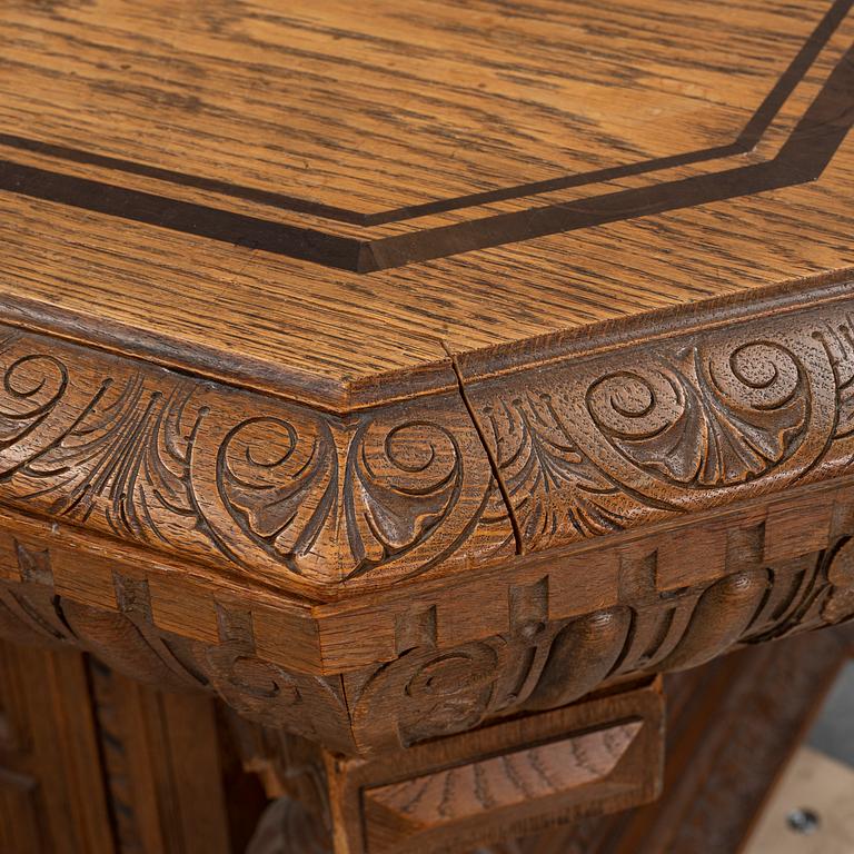 An oak library table, 1890's.