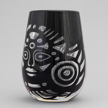 Lars Hellsten, vas, glas, "Kungen", signerad, Orrefors, 1988.
