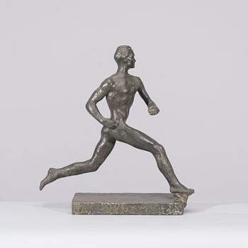 WÄINÖ AALTONEN, skulptur, "Paavo Nurmi", metallegering, 1950-tal.