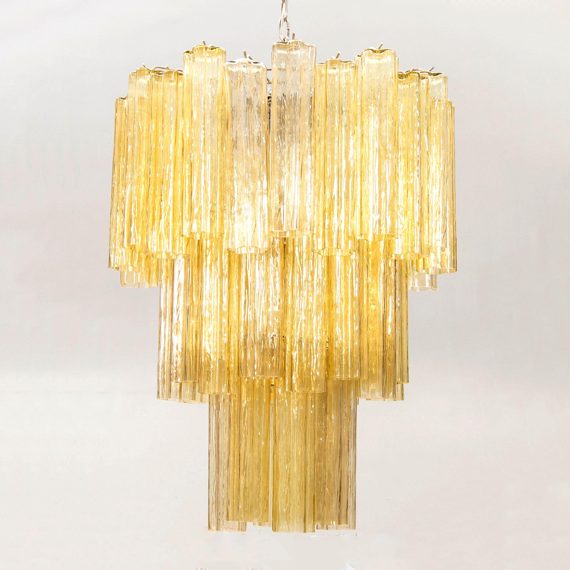 A Toni Zuccheri glass and chrome chandelier for Murano around 2000.
