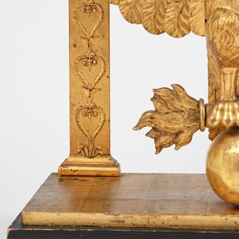 A Swedish Empire giltwood console table, early 19th century.