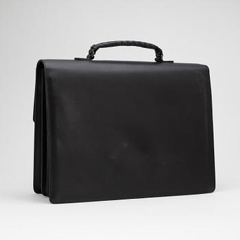 BOTTEGA VENETA, a black leather briefcase.