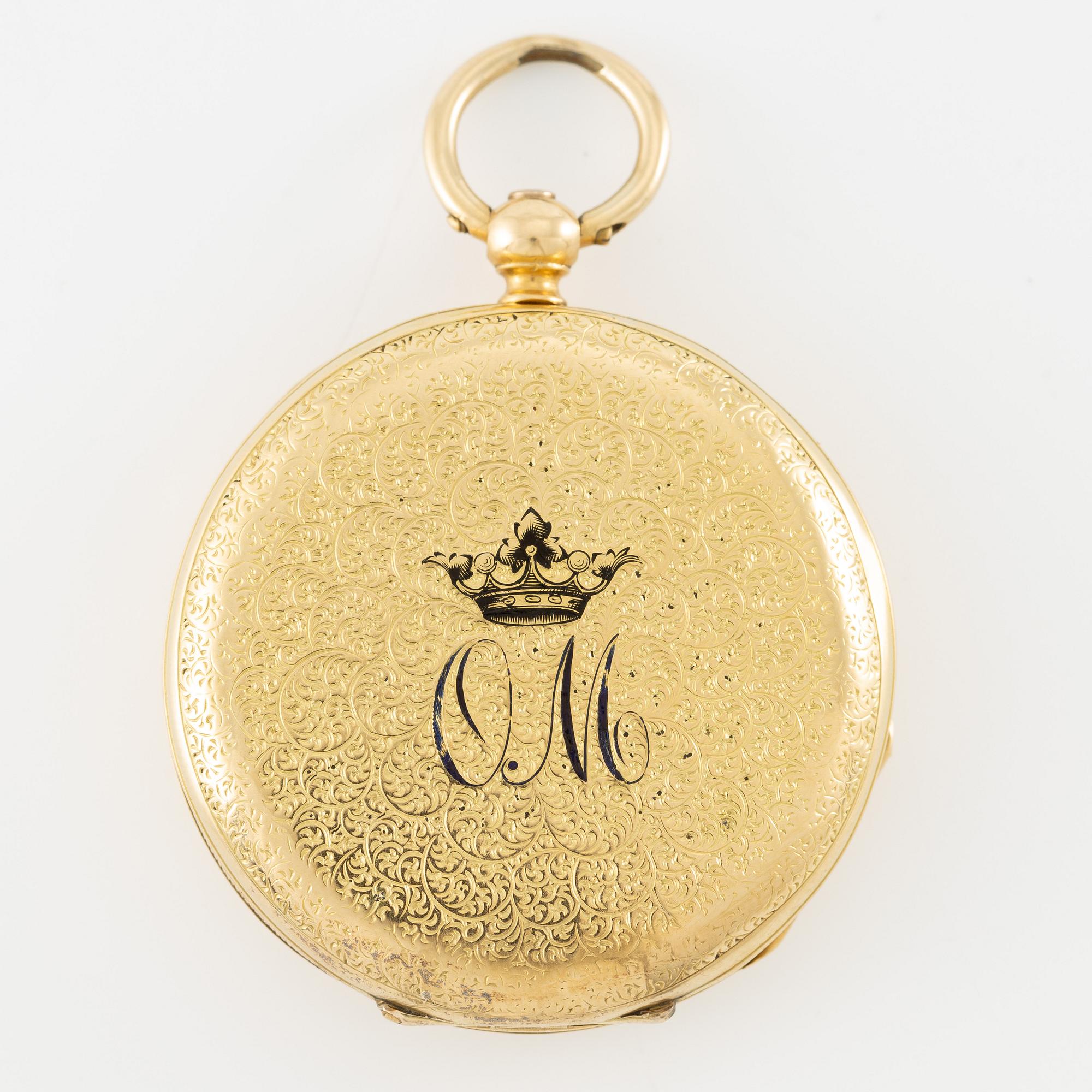 Ladie's pocket watch, hunter, 37 mm.