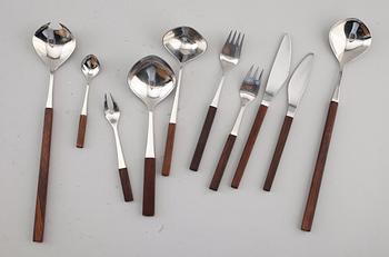 A Tias Eckhoff set of 104 pcs steel and palisander 'Opus' cutlery, Lundtofte, Denmark 1960's.