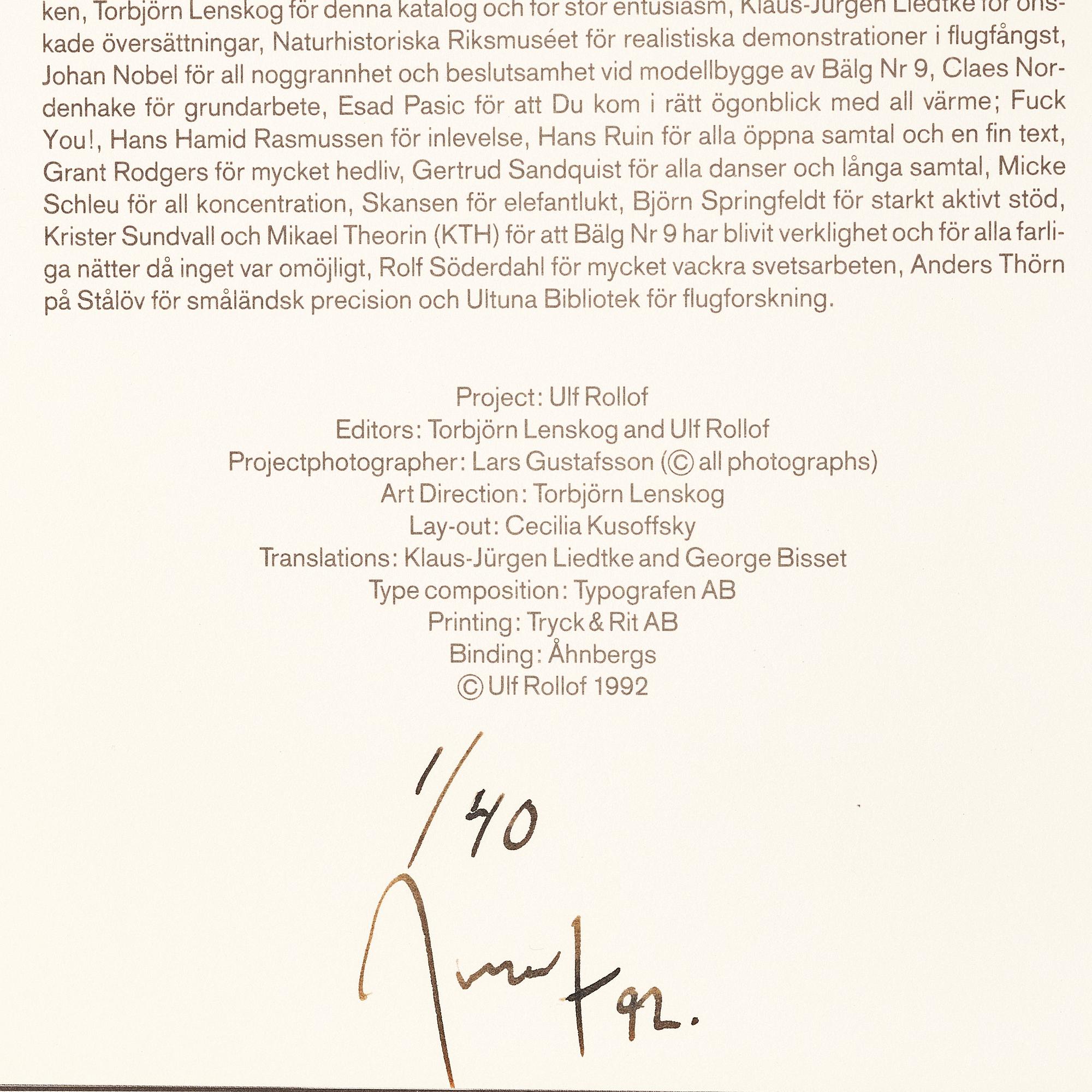 Ulf Rollof, "Manual för bälg Nr. 9".