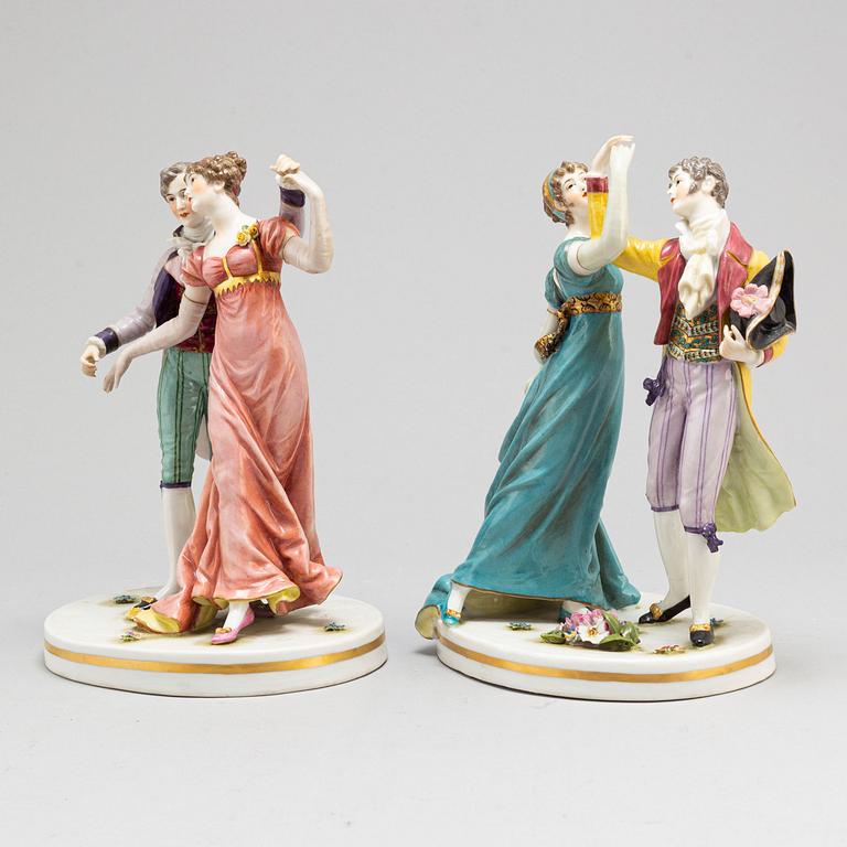 a set of two french porcelain figurines, around 1900.