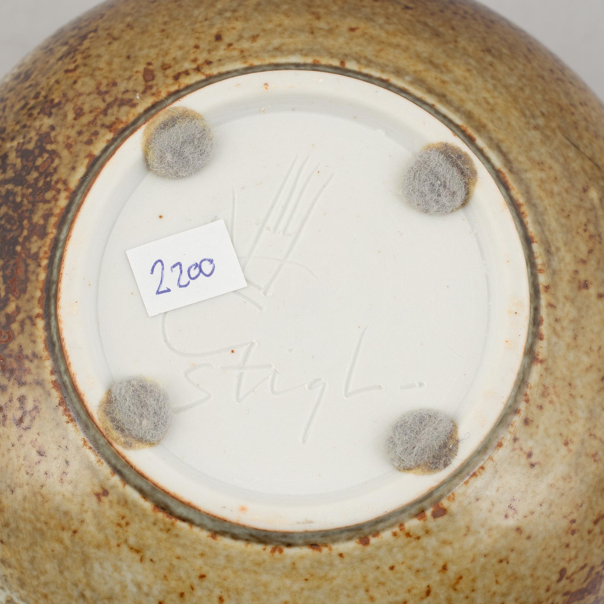 Stig Lindberg, three stoneware bowls, Gustavsbergs Studio, Sweden, 1969-82.