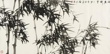 154. MÅLNING, av An Qi (1966-), "Bambu" (yu hou xin huang), signerad och daterad 2007.