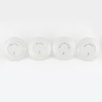 Four 'Flora Danica' plates, Royal Copenhagen, Denmark, 1979-83.