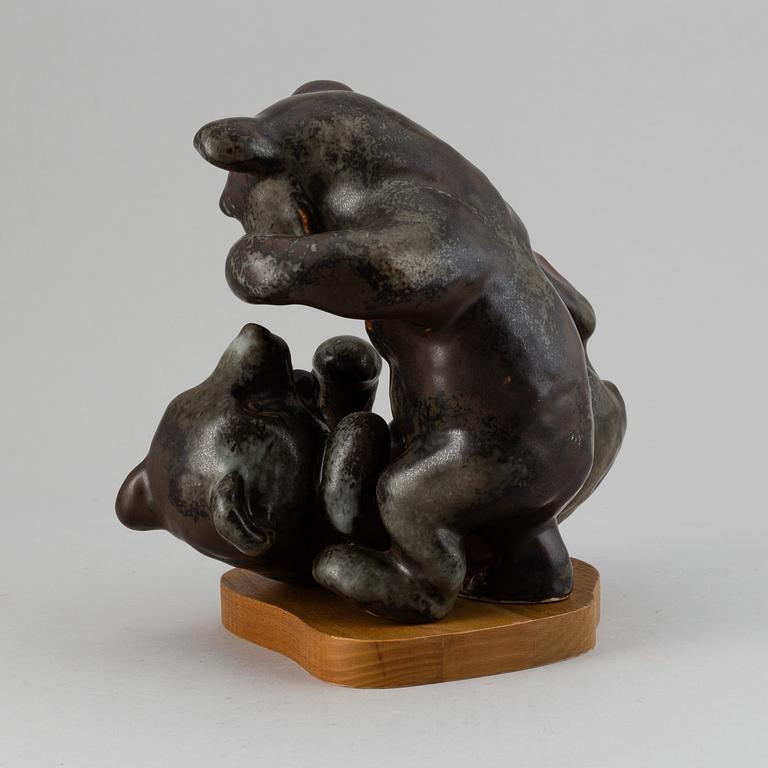 KARL GRÖSSL, a stoneware sculpture of bears, Rörstrand, Sweden.