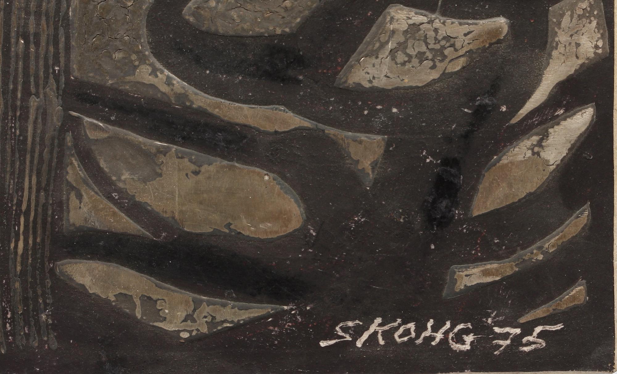 VÄGGRELIEF. Stengods, Börje Skohg, Gustavsberg, sign o dat -75.
