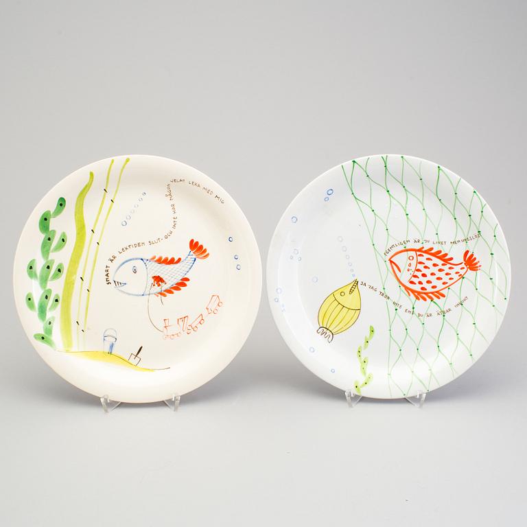 STIG LINDBERG, 8 "Löja" dishes, Gustavsberg 1948-1962.